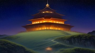 爱妹物语隐藏结局解锁场景，夜晚星空背景下神秘的额外剧情画面，蓝紫色调梦幻感